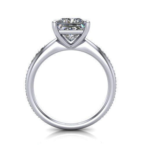 Eliza Princess Shape Classic Engagement Ring in 14K White Gold