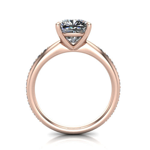 Eliza Cushion Shape Classic Engagement Ring in 14K Rose Gold