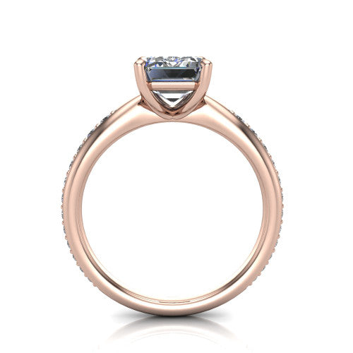 Eliza Emerald Shape Classic Engagement Ring in 14K Rose Gold
