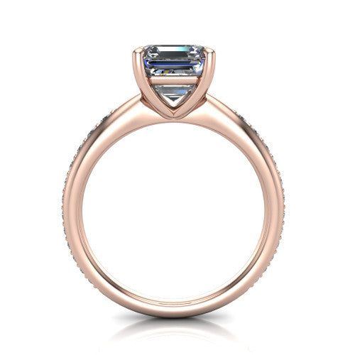 Eliza Square Emerald Shape Classic Engagement Ring in 14K Rose Gold