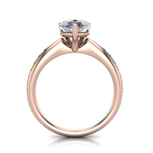 Eliza Pear Shape Classic Engagement Ring in 18K Rose Gold