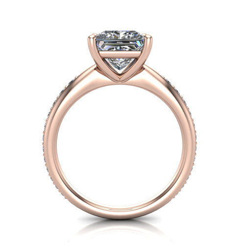 Eliza Princess Shape Classic Engagement Ring in 14K Rose Gold