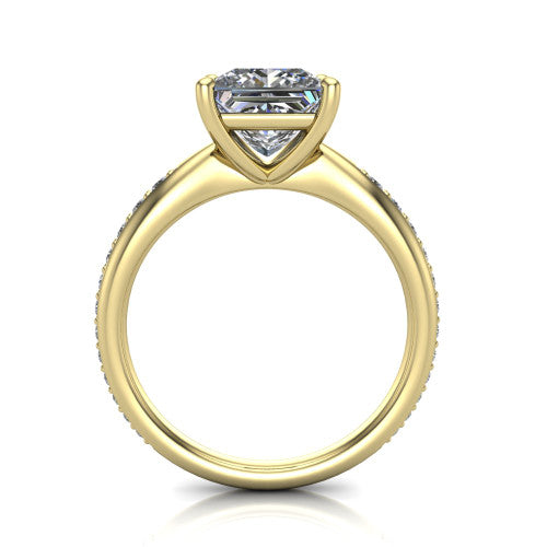 Eliza Princess Shape Classic Engagement Ring in 18K Yellow Gold