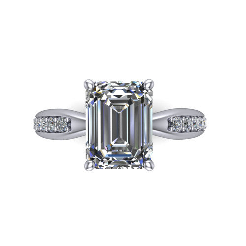 Eliza Emerald Shape Classic Engagement Ring in 14K White Gold
