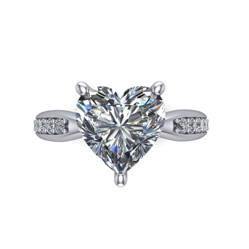 Eliza Heart Shape Classic Engagement Ring in Platinum