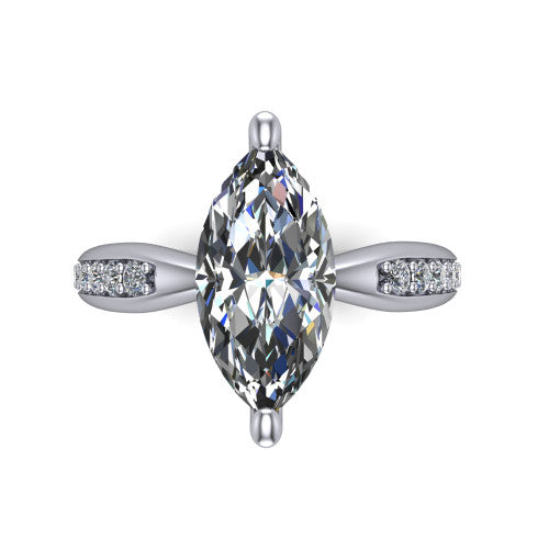 Eliza Marquise Shape Classic Engagement Ring in 14K White Gold