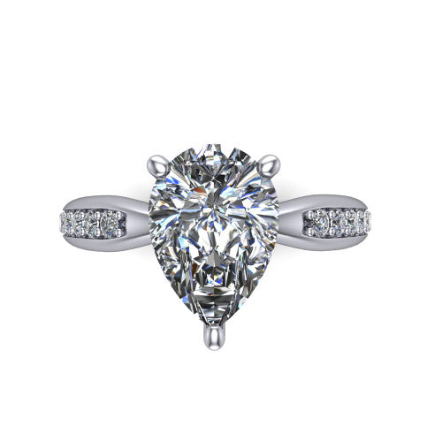 Eliza Pear Shape Classic Engagement Ring in Platinum