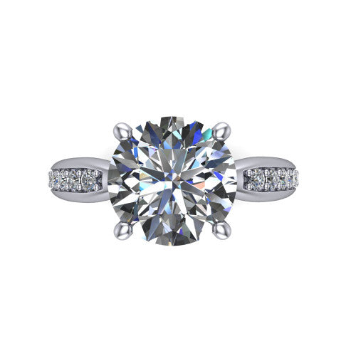 Eliza Round Shape Classic Engagement Ring in 18K White Gold