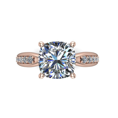 Eliza Cushion Shape Classic Engagement Ring in 18K Rose Gold