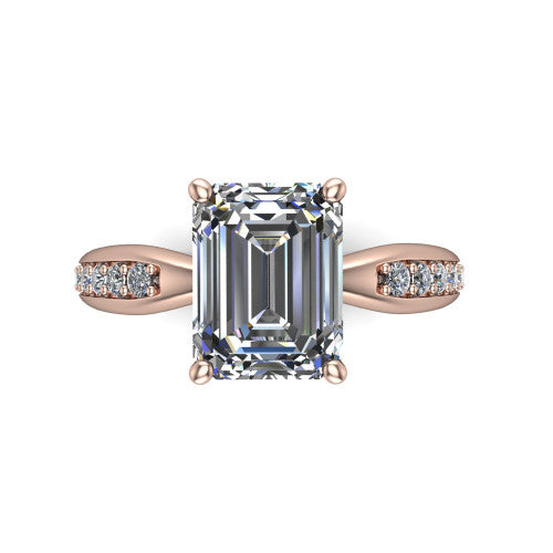 Eliza Emerald Shape Classic Engagement Ring in 14K Rose Gold