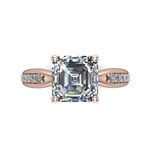 Eliza Square Emerald Shape Classic Engagement Ring in 14K Rose Gold