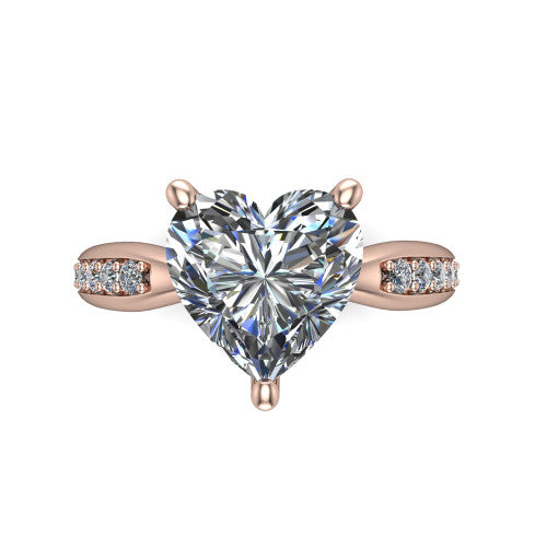 Eliza Heart Shape Classic Engagement Ring in 14K Rose Gold