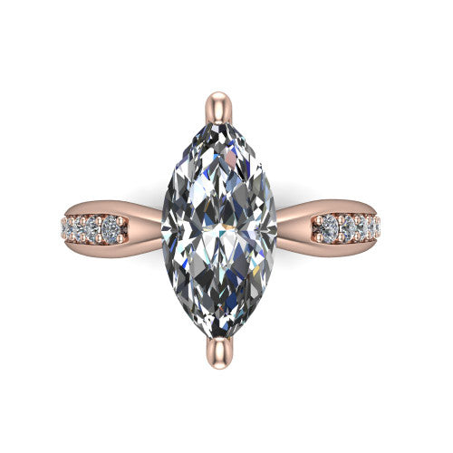 Eliza Marquise Shape Classic Engagement Ring in 18K Rose Gold