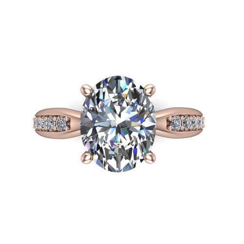 Eliza Oval Shape Classic Engagement Ring in 18K Rose Gold