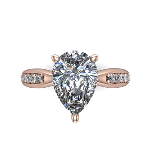 Eliza Pear Shape Classic Engagement Ring in 18K Rose Gold