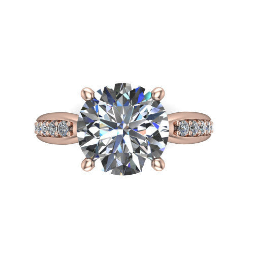 Eliza Round Shape Classic Engagement Ring in 14K Rose Gold
