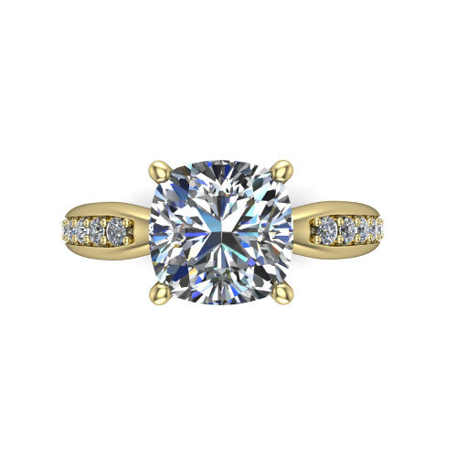 Eliza Cushion Shape Classic Engagement Ring in 18K Yellow Gold