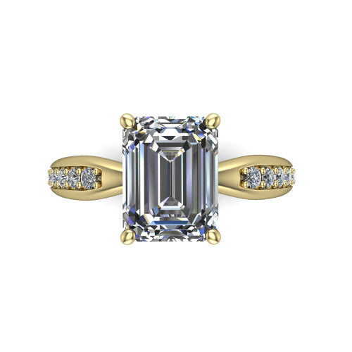Eliza Emerald Shape Classic Engagement Ring in 14K Yellow Gold