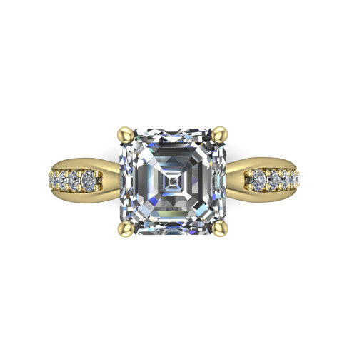 Eliza Square Emerald Shape Classic Engagement Ring in 18K Yellow Gold