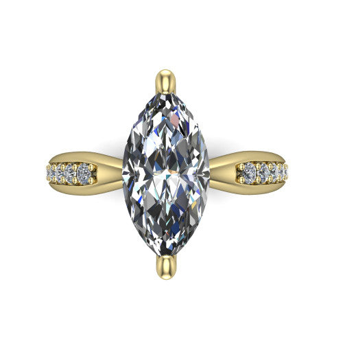 Eliza Marquise Shape Classic Engagement Ring in 18K Yellow Gold