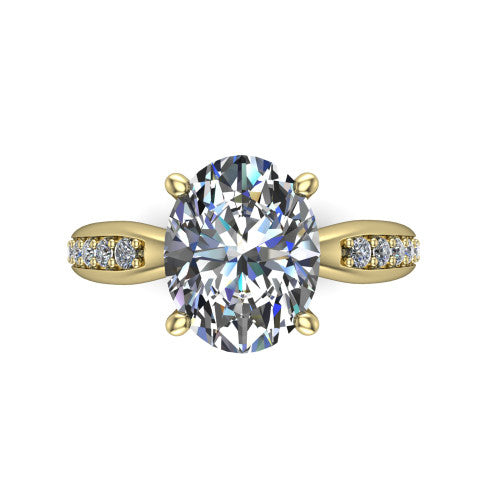 Eliza Oval Shape Classic Engagement Ring in 18K Yellow Gold