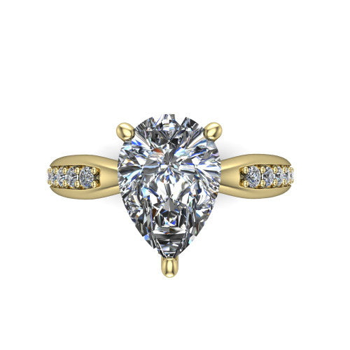 Eliza Pear Shape Classic Engagement Ring in 14K Yellow Gold