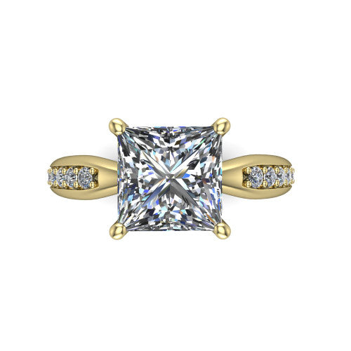 Eliza Princess Shape Classic Engagement Ring in 14K Yellow Gold