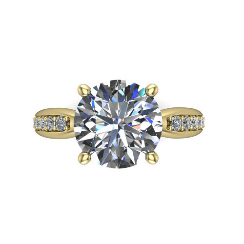 Eliza Round Shape Classic Engagement Ring in 14K Yellow Gold
