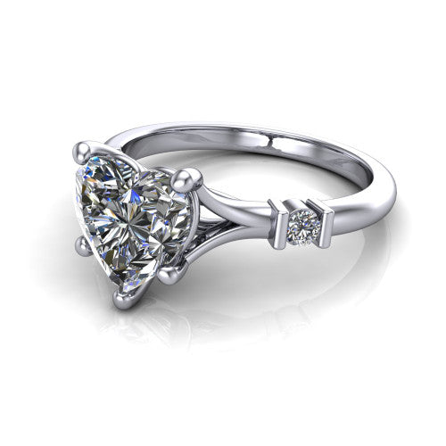 Mary Heart Shape Classic Engagement Ring in 18K White Gold