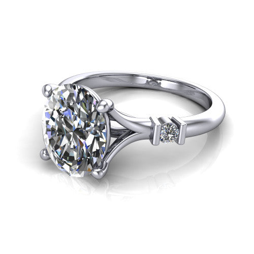 Mary Oval Shape Classic Engagement Ring in Platinum