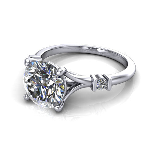Mary Round Shape Classic Engagement Ring in Platinum