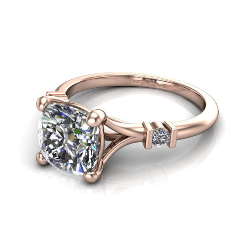 Mary Cushion Shape Classic Engagement Ring in 18K Rose Gold
