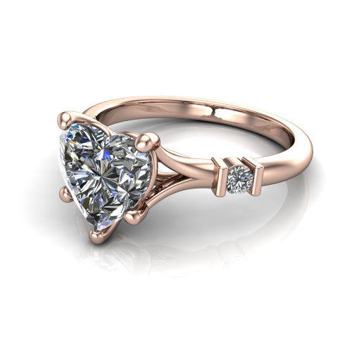 Mary Heart Shape Classic Engagement Ring in 14K Rose Gold