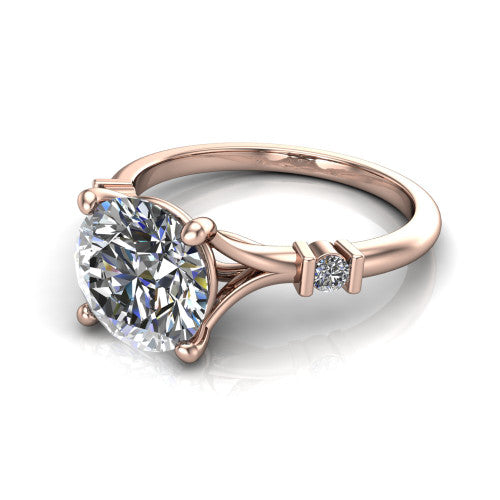 Mary Round Shape Classic Engagement Ring in 18K Rose Gold