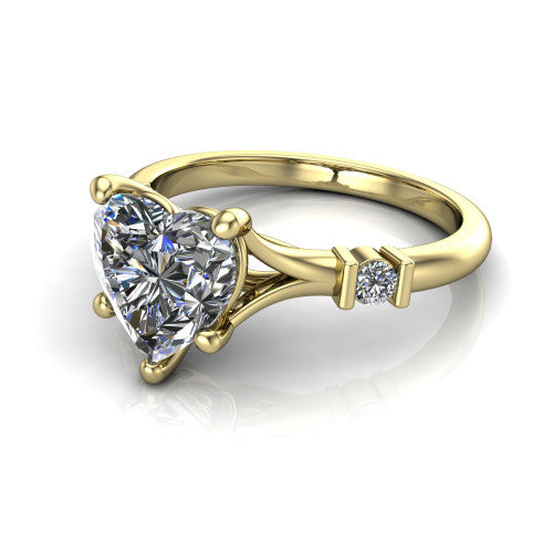 Mary Heart Shape Classic Engagement Ring in 14K Yellow Gold