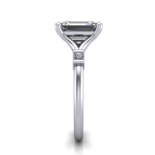 Mary Emerald Shape Classic Engagement Ring in Platinum