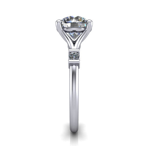 Mary Round Shape Classic Engagement Ring in Platinum