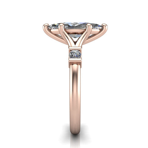 Mary Marquise Shape Classic Engagement Ring in 14K Rose Gold