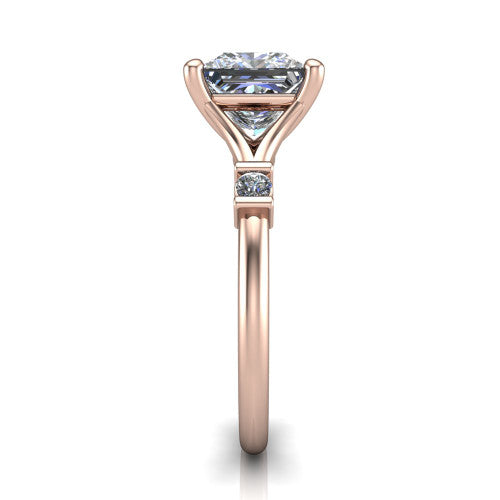 Mary Princess Shape Classic Engagement Ring in 18K Rose Gold