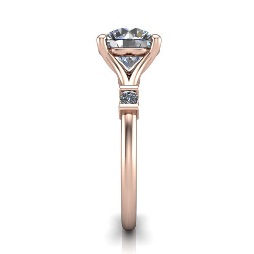 Mary Round Shape Classic Engagement Ring in 14K Rose Gold