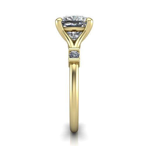 Mary Cushion Shape Classic Engagement Ring in 14K Yellow Gold