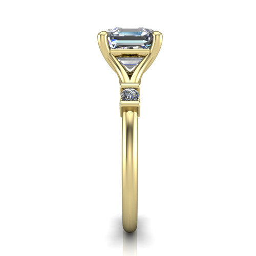 Mary Square Emerald Shape Classic Engagement Ring in 14K Yellow Gold