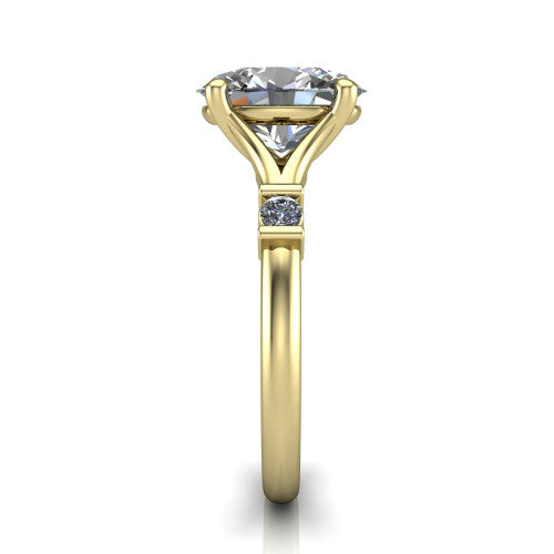 Mary Oval Shape Classic Engagement Ring in 14K Yellow Gold