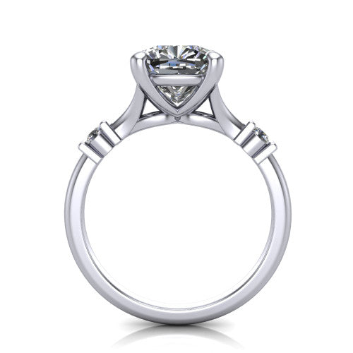 Mary Cushion Shape Classic Engagement Ring in 14K White Gold