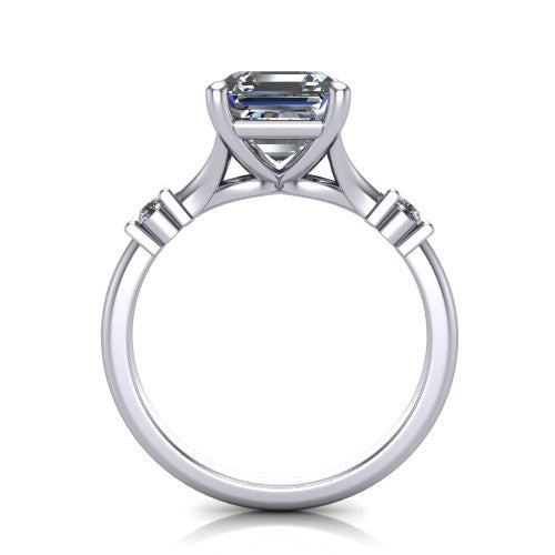 Mary Square Emerald Shape Classic Engagement Ring in 14K White Gold