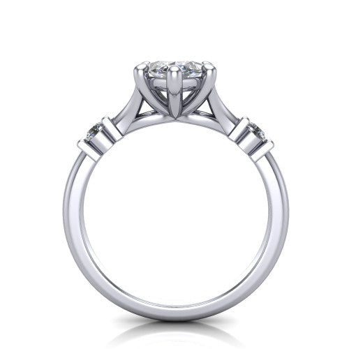 Mary Marquise Shape Classic Engagement Ring in 18K White Gold