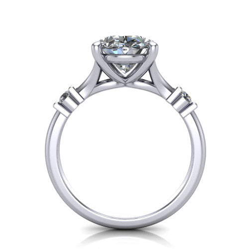 Mary Oval Shape Classic Engagement Ring in 14K White Gold