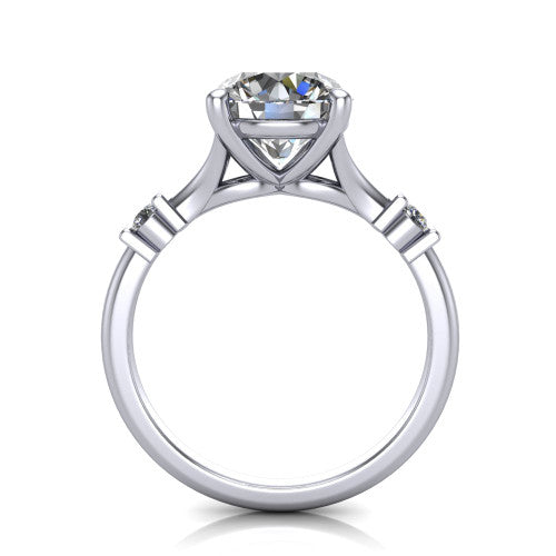 Mary Round Shape Classic Engagement Ring in Platinum
