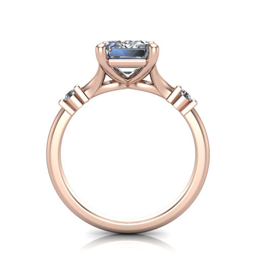 Mary Emerald Shape Classic Engagement Ring in 18K Rose Gold