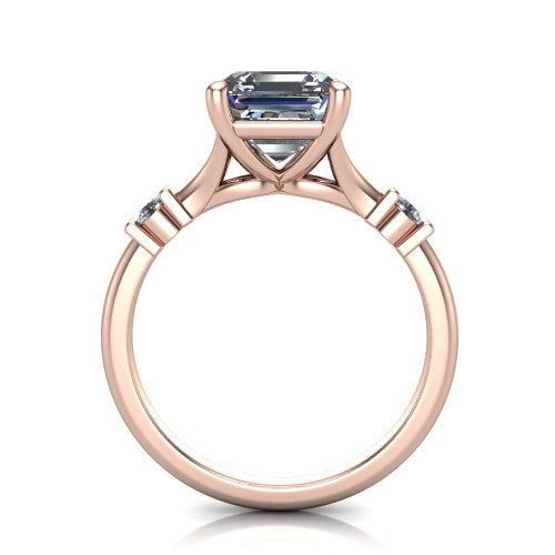 Mary Square Emerald Shape Classic Engagement Ring in 14K Rose Gold